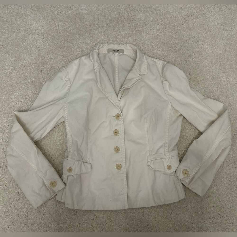 Prada vintage white jean jacket with collar size 46